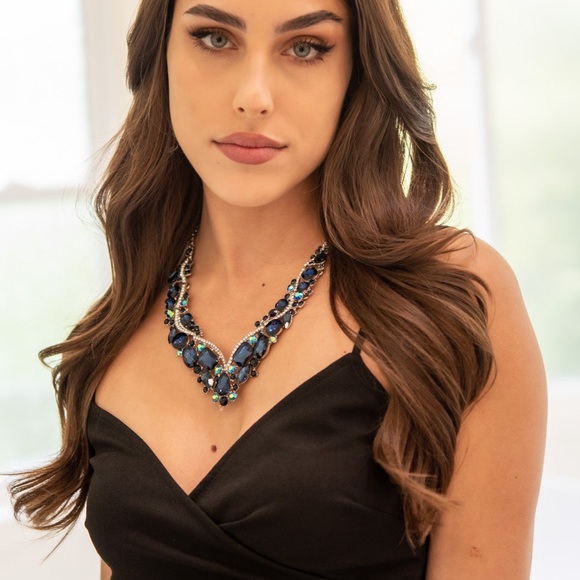 Blue and Silver Statement Necklace - Picture 3 of 3